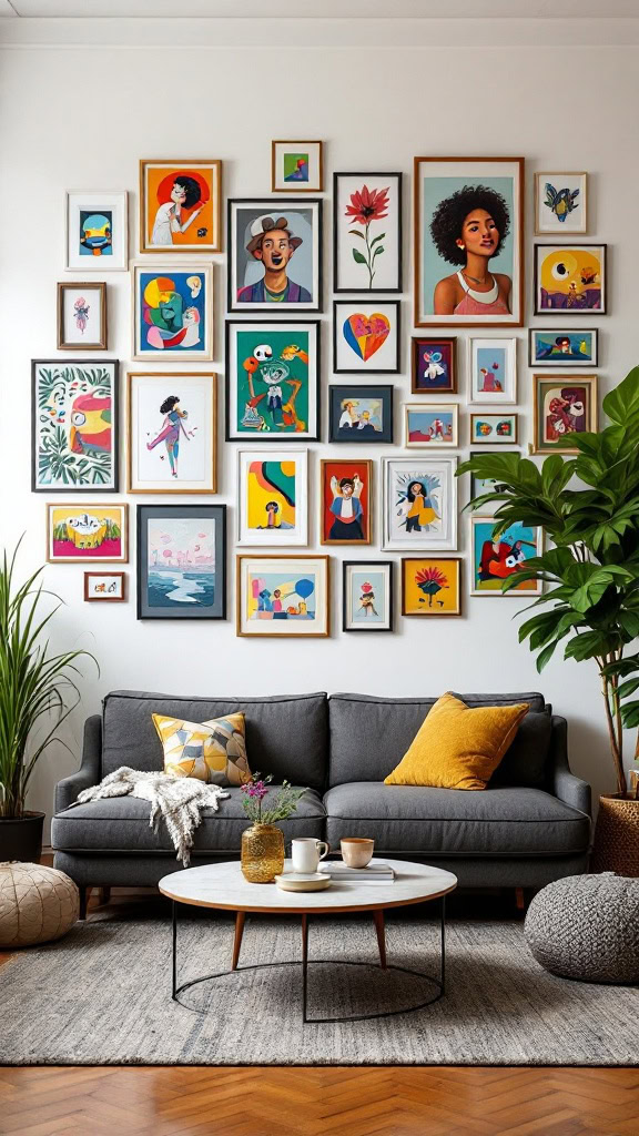 A gallery wall is like a window into your personality. Whether it’s art prints, family photos, or quirky finds, mixing frames and styles can create an eye-catching focal point.