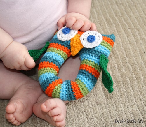 Stripey Owl Baby Rattle