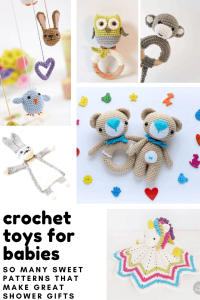 These easy to follow crochet baby toy patterns make fabulously thoughtful baby shower gifts!