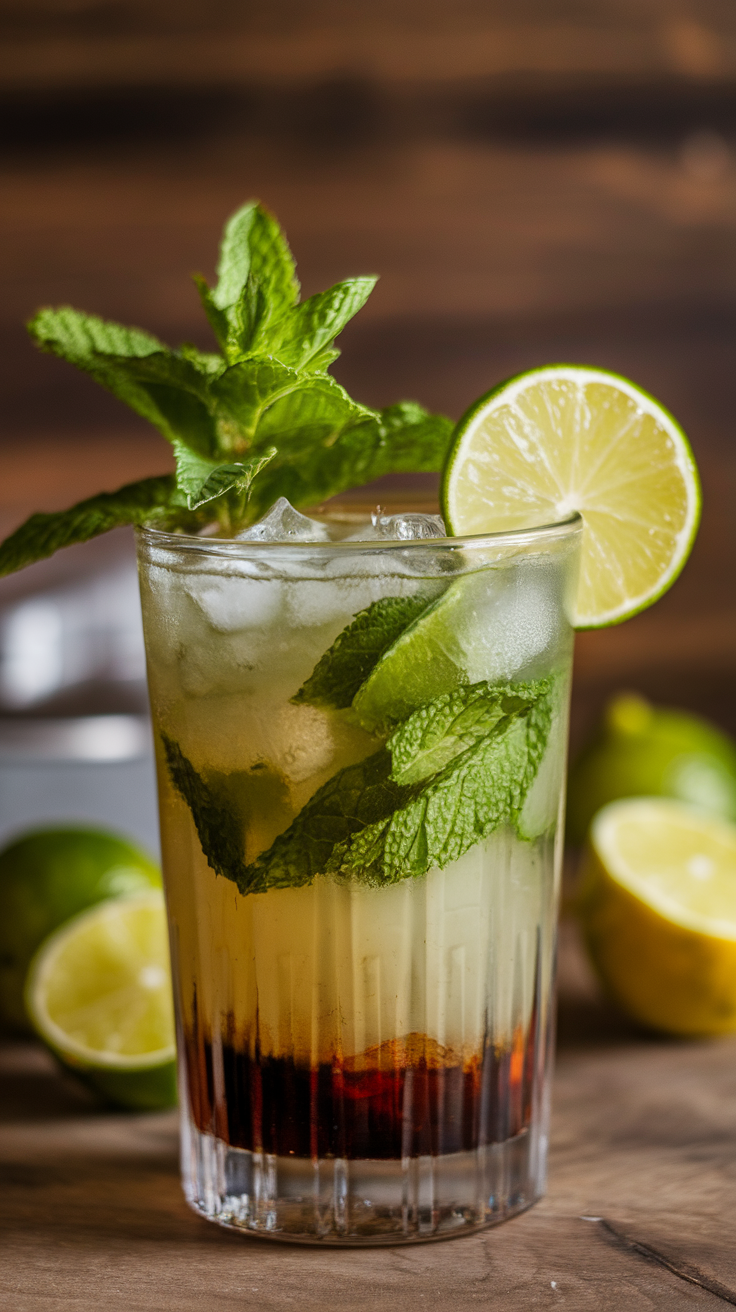 The Dark Rum Mojito is a twist on the classic mojito, bringing a rich depth of flavor with the addition of dark rum. This refreshing drink combines the sweetness of the rum with the zing of lime and the coolness of mint, making it a perfect choice for hot days or festive gatherings.