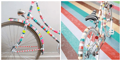 How to Decorate a Bike: Wrap the frame with Washi tape