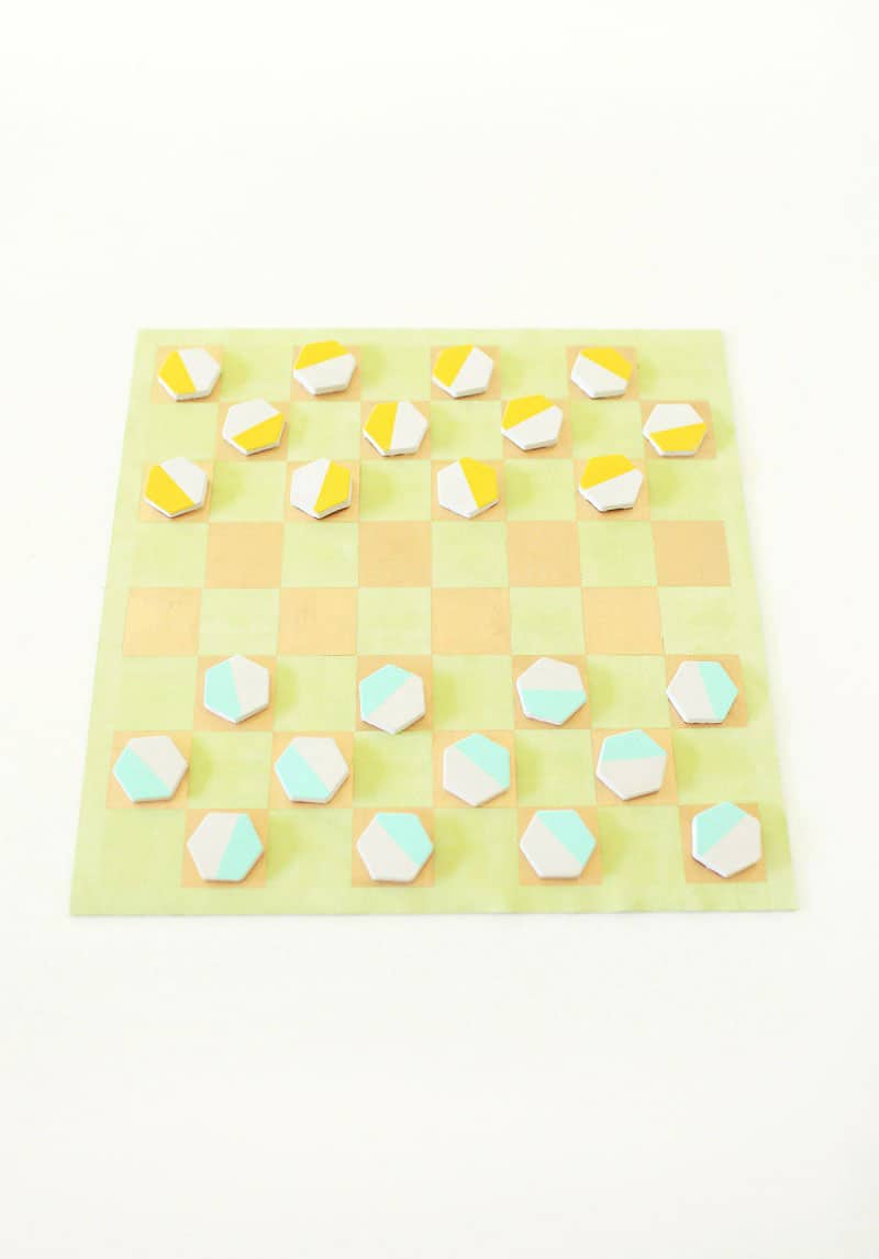 DIY Leather and Cement Checkers Game