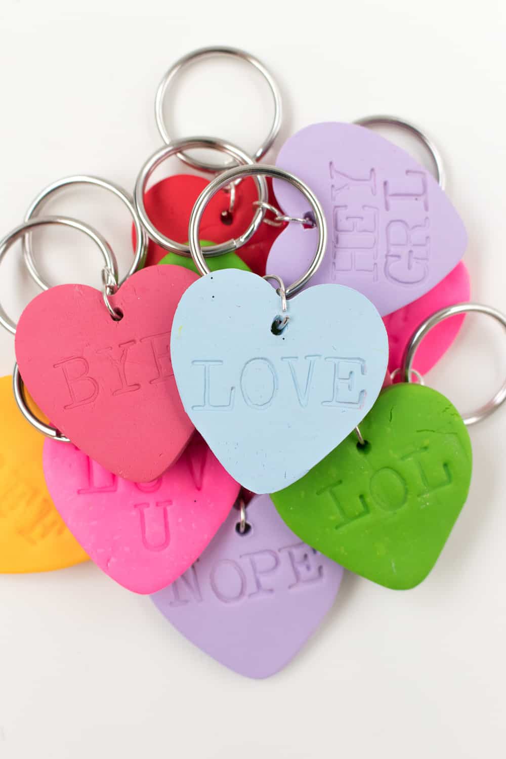 DIY Embossed Heart Keychains