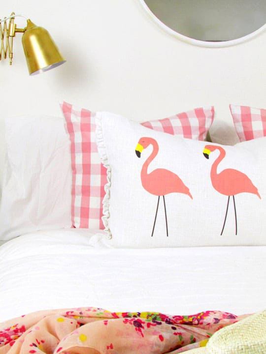 DIY No-Sew Flamingo Lumbar Pillow