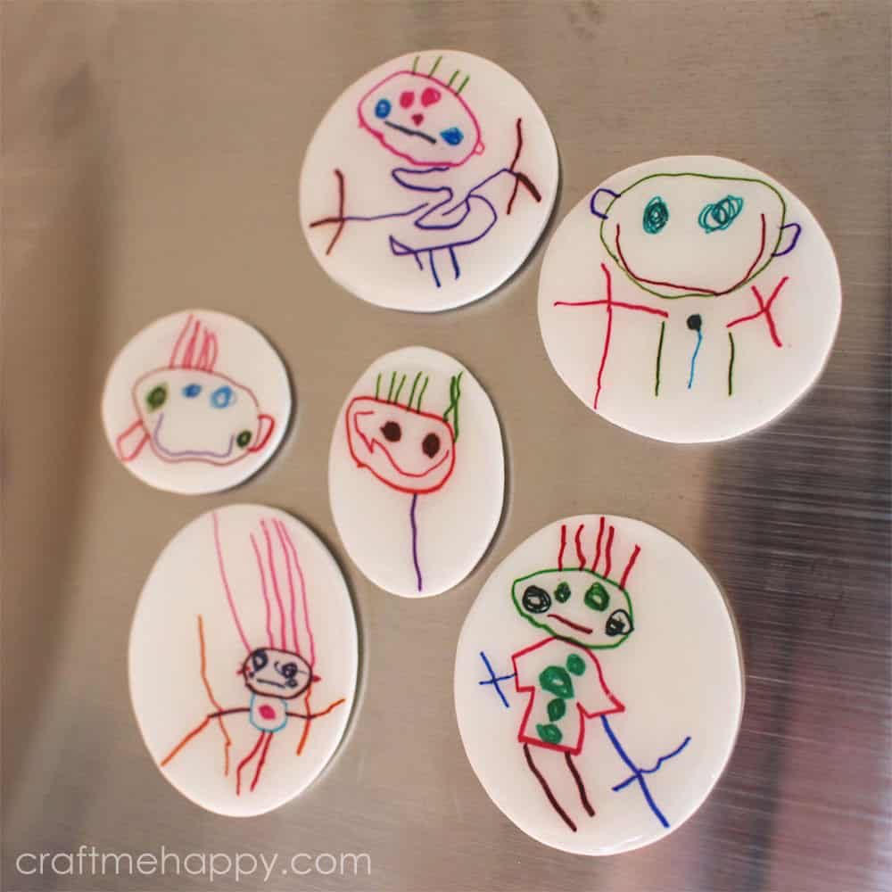 DIY Fridge Magnets our of a Child's Artwork