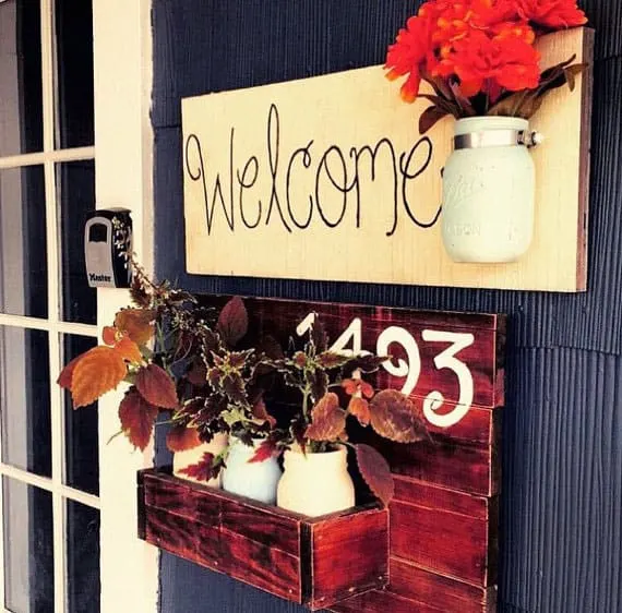 House Number Sign with Mason Jars