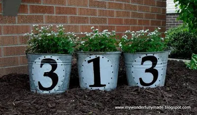 Vintage Bucket House Number DIY