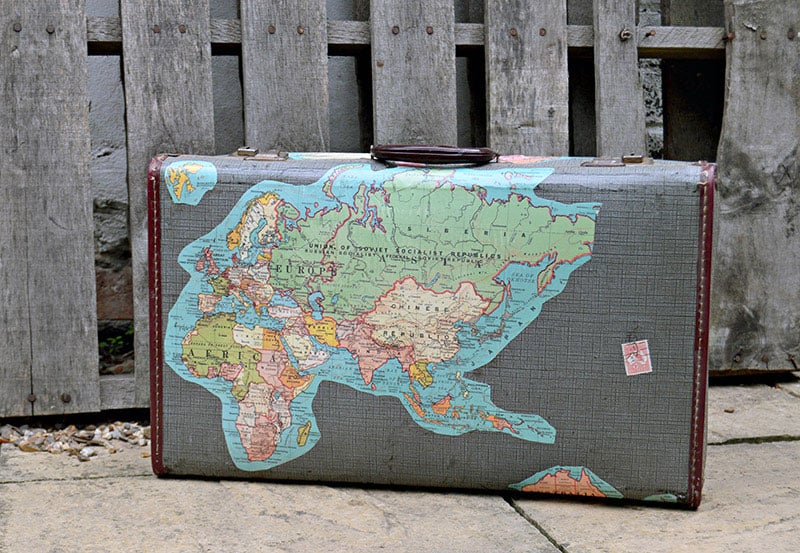 How to Upcycle a Vintage Suitcase with Maps