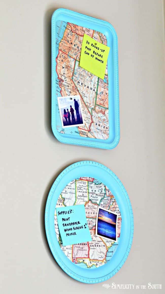 Decoupaged Magnetic Map Tray