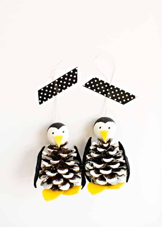 Penguin Pinecone Tree Ornament