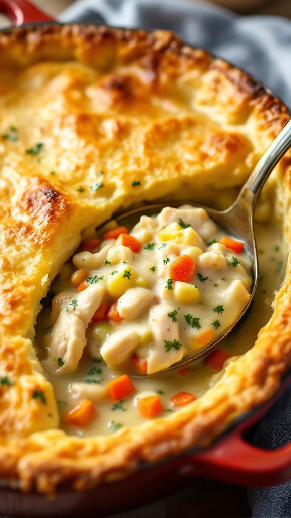 This Dutch oven chicken pot pie is the perfect comfort food for any day. With a creamy filling and a golden crust, it warms you right up. Check out this amazing recipe here!