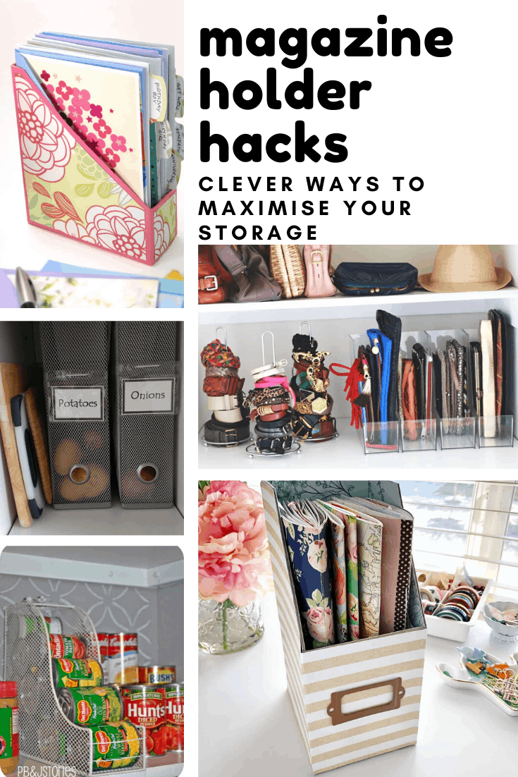 Wow so many easy magazine holder hacks to help you get organized!