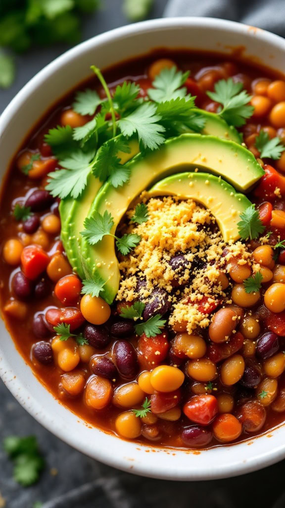 This vegan chili is packed with beans and veggies for a hearty meal. Toss in some spices, and you've got a dish that’s both warming and satisfying. Check out the full recipe for this Easy Vegan Chili that everyone will love!