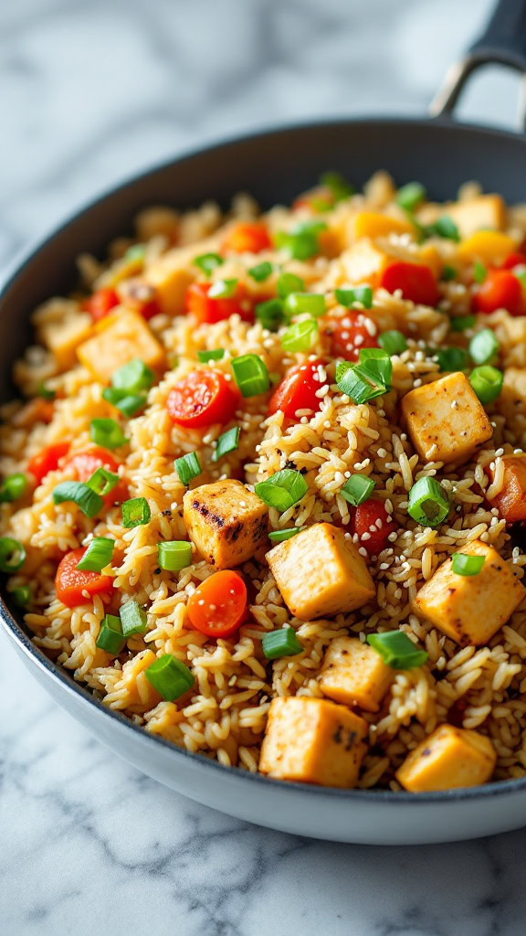 This Easy Vegan Fried Rice is a simple dish that packs a punch of flavor. Toss in your favorite veggies and some tofu for added protein, and you've got a meal everyone will love. Check out the full recipe here to make it tonight!