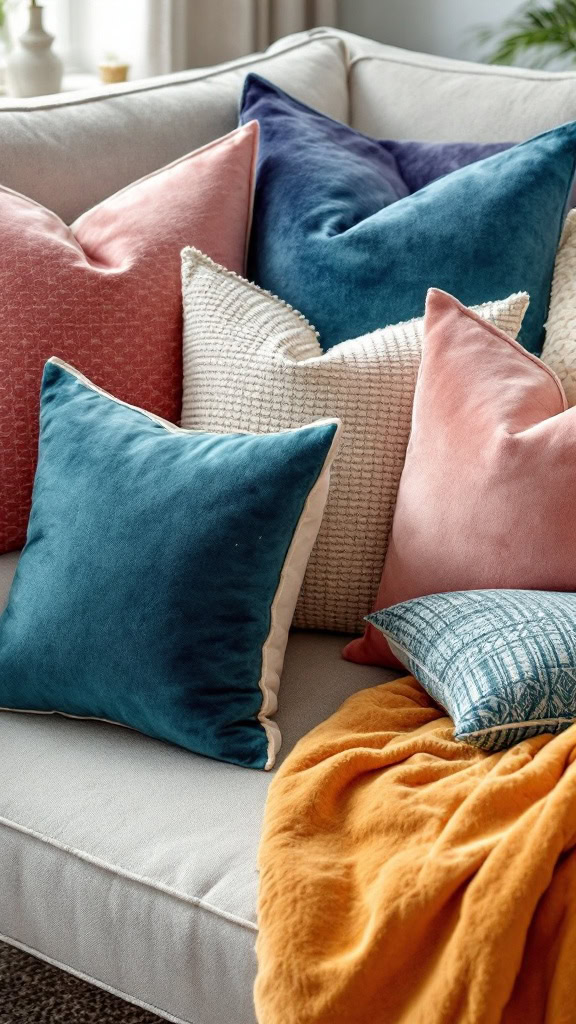 Throw pillows are the unsung heroes of living room decor. Mix and match colors, patterns, and textures to create a cozy, eclectic vibe that’s inviting and fun.