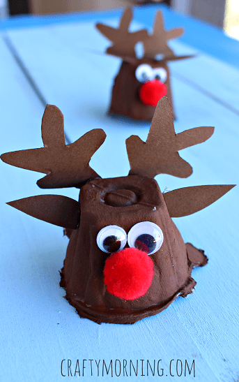 Egg carton to Rudolph! What a GENIUS craft idea - and LOVE that red pompom nose. Thanks for Pinning!