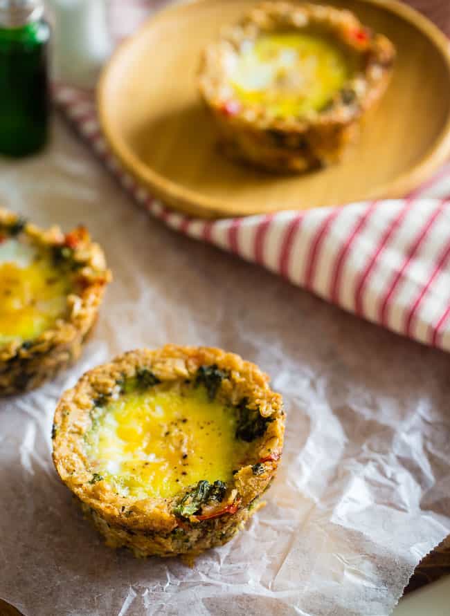 Egg Muffins with Savory Oatmeal Vegetable Crust