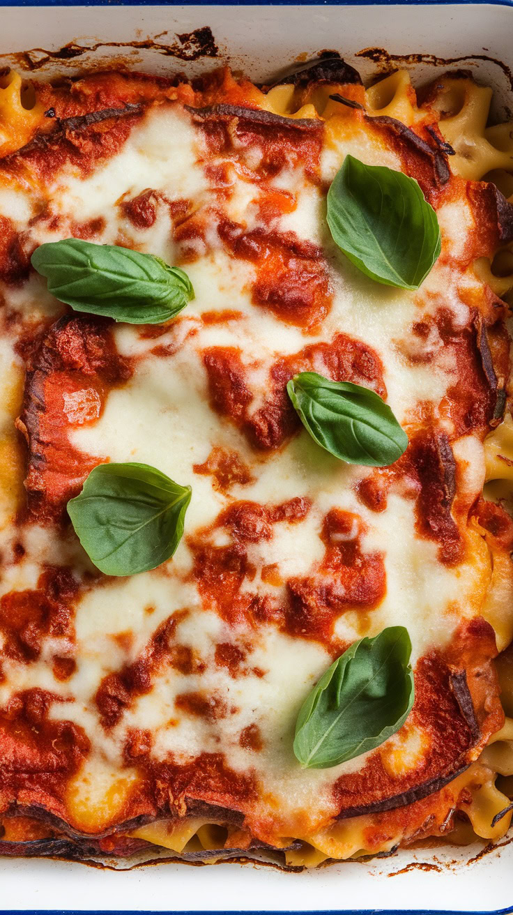 This Eggplant Parmesan Pasta Bake is a cozy dish that everyone will love. It combines tender pasta with layers of eggplant, marinara sauce, and gooey cheese for a perfect meal. Serve it hot and enjoy the comforting flavors that make this dish a family favorite!