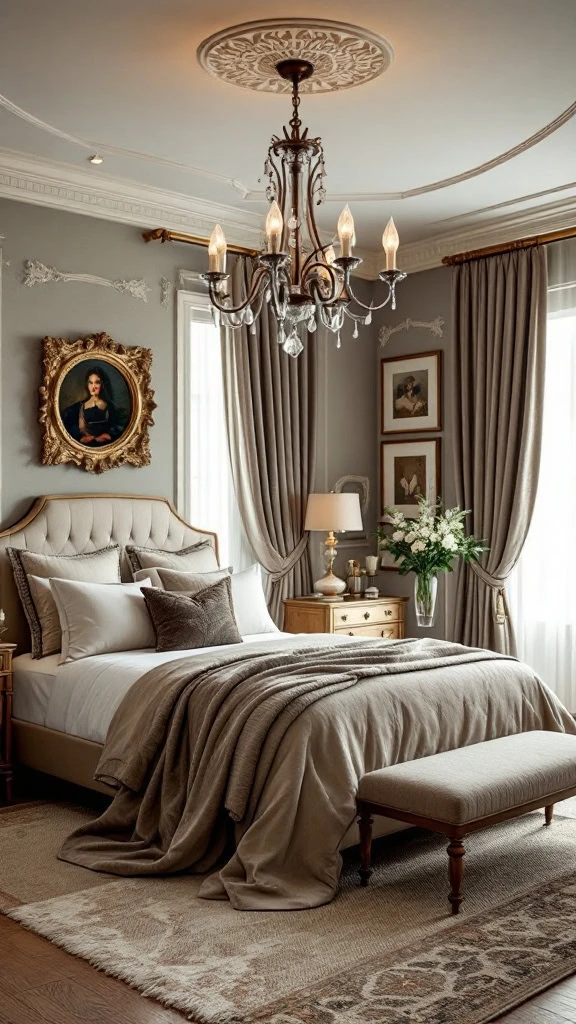 A chandelier adds a touch of grandeur to your guest room while creating a warm and inviting glow. It’s both a functional light source and a striking decor element.