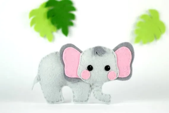 Felt Elephant Pattern - Elephant Sewing Pattern - Felt Animal Pattern - Elephant Toy - Ornament - Safari Mobile Pattern