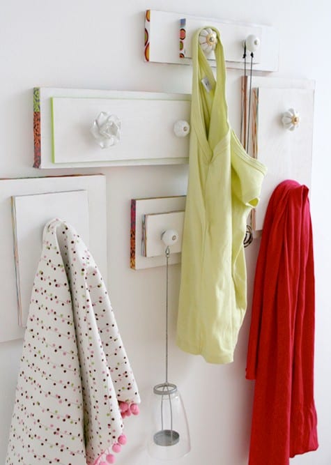 Repurpose old drawer fronts into funky hangers