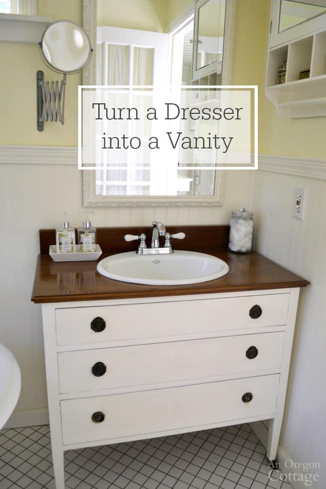 Repurpose an old dresser into a stylish vanity unit
