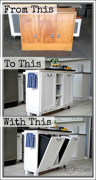 Transform an old cabinet into a recycling station