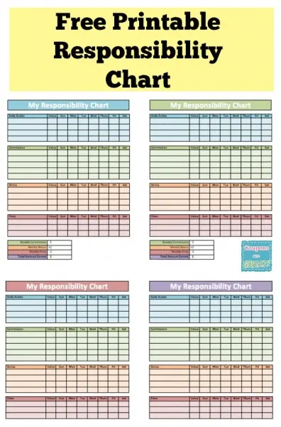 Household Chore Charts | Free Printable Charts for Children | Kid