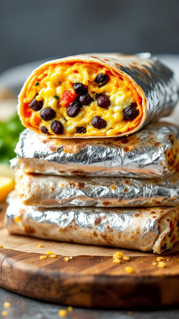 Breakfast burritos are the perfect make-ahead meal for busy mornings. Packed with eggs, black beans, and cheese, they are both filling and tasty. You can easily whip up a batch and freeze them for a quick breakfast anytime by following this simple recipe.