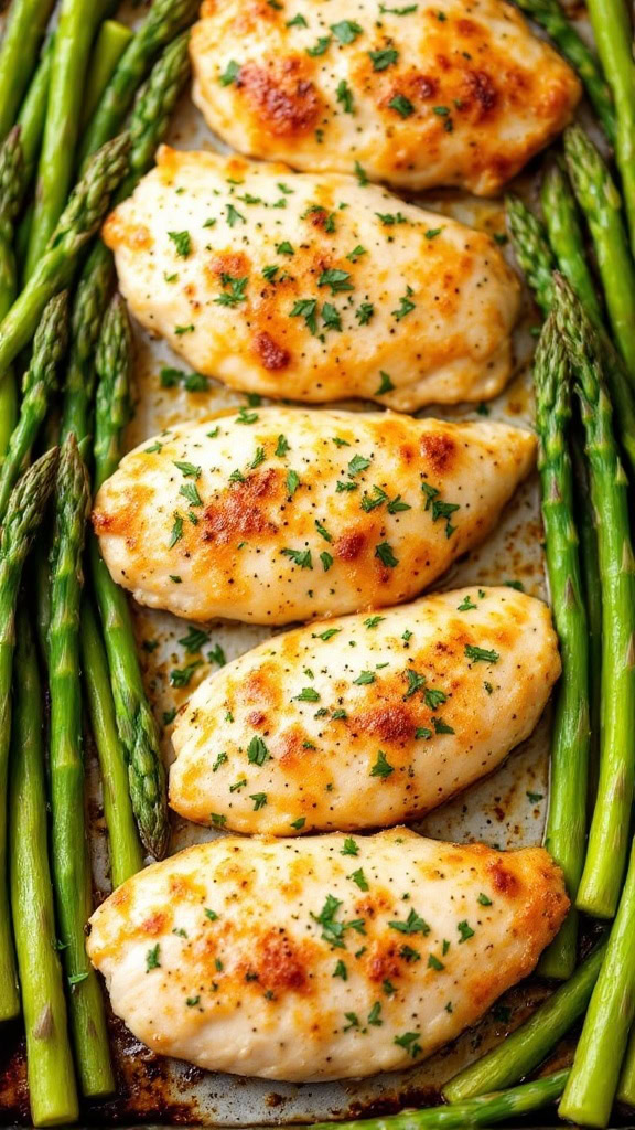 This Garlic Parmesan Chicken with Asparagus is a real treat for your taste buds. The juicy chicken pairs perfectly with tender asparagus, all baked on one sheet pan for easy cleanup. It’s a fantastic choice for a quick weeknight dinner that doesn’t skimp on flavor!