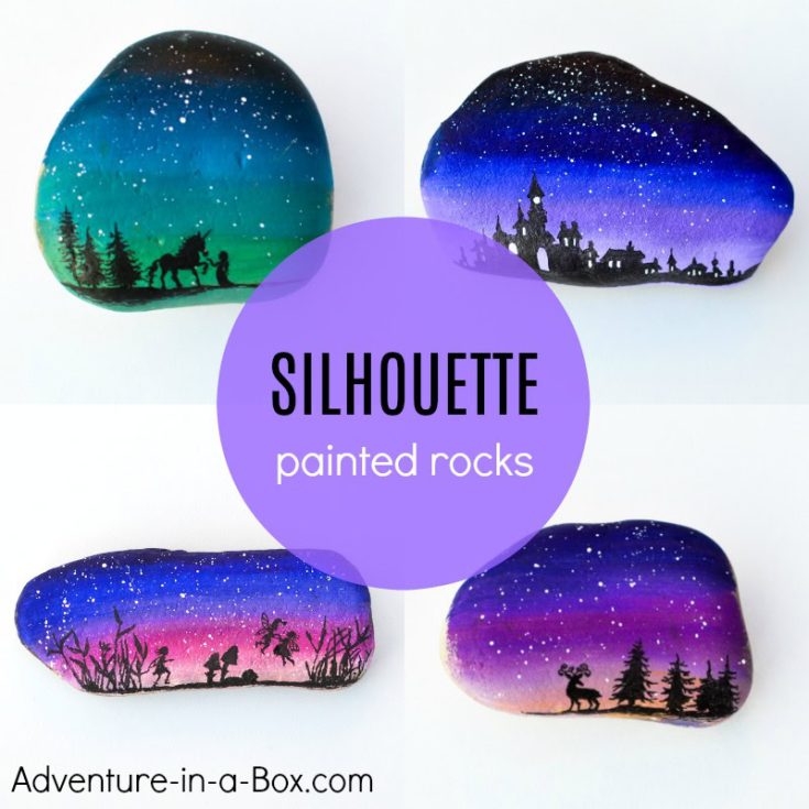 Image for Magical Landscape Silhouette Painted Rocks for a Rock Hunt