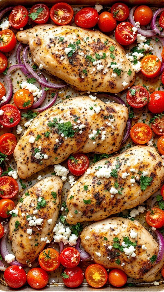 Greek chicken fajitas are a quick and tasty way to enjoy dinner. With juicy chicken, cherry tomatoes, and a sprinkle of feta, this meal is packed with flavor. Toss everything on a sheet pan for an easy cleanup and a delightful dish that won’t take much time to prepare.