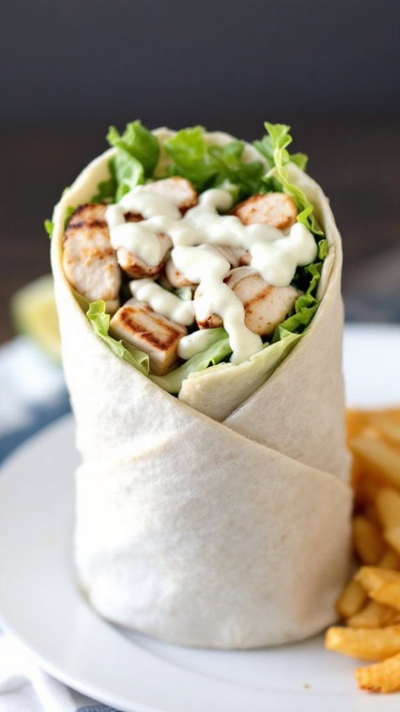 The Grilled Chicken Caesar Wrap is a tasty twist on the classic salad. With juicy chicken, crisp lettuce, and creamy dressing all wrapped up, it’s perfect for lunch or a quick dinner.