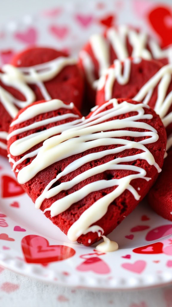 These heart-shaped red velvet cookies are a charming treat that brings a smile to any occasion. Soft, rich, and drizzled with white chocolate, they are perfect for sharing with loved ones. For a delightful recipe, check out this fantastic guide.