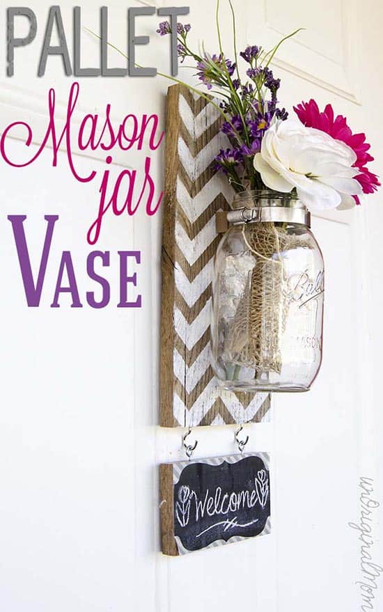Pallet Mason Jar Vase Welcome Sign