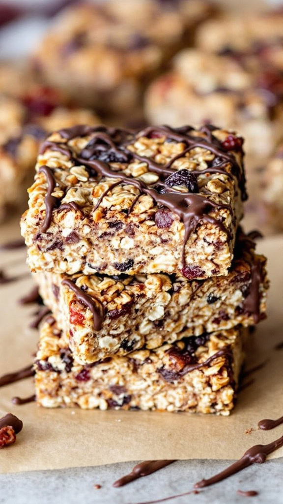 These homemade granola bars are a tasty and healthy snack. They combine oats, nuts, and a touch of chocolate for the perfect bite. Check out this great recipe to make your own!