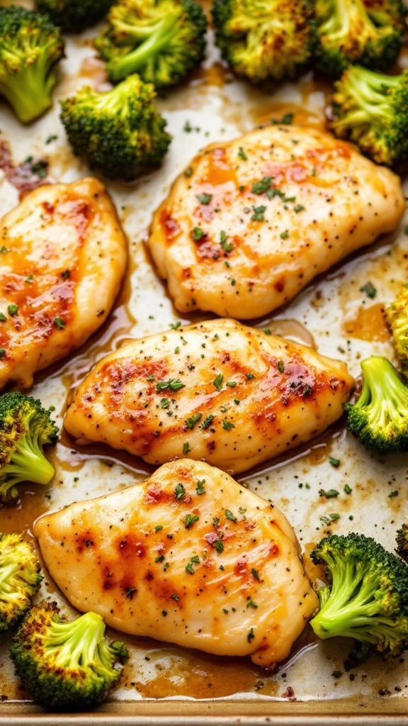 This honey garlic chicken with broccoli is a breeze to make and super tasty! Simply toss chicken breasts on a sheet pan with fresh broccoli, drizzle with a sweet honey garlic sauce, and pop it in the oven. In no time, you'll have a delicious meal that the whole family will love!