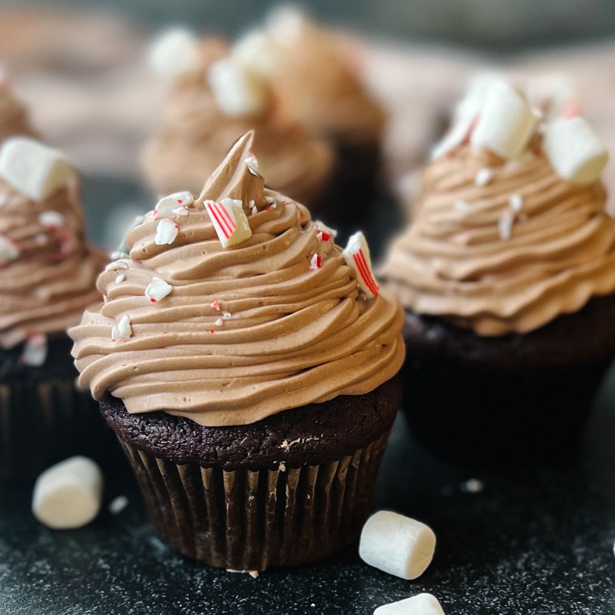 These cupcakes are inspired by the cozy classic, hot cocoa! Complete with a marshmallow frosting, they're perfect for a cold winter's day.