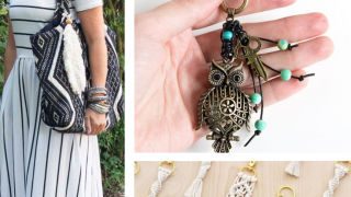 Have you ever wondered how to make a macrame keychain? Come over and take a look at these easy to follow tutorials - they make great handmade gift ideas too! #macrame #crafts