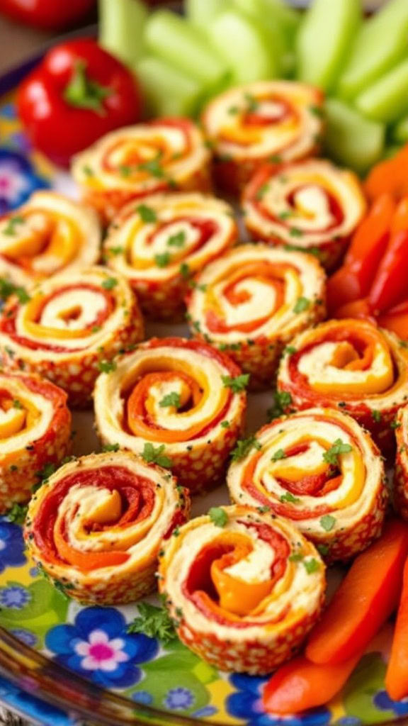 Hummus and roasted red pepper pinwheels are the ultimate plant-based party pinwheels. Creamy hummus and sweet roasted peppers make for a vibrant, satisfying bite that’s both kid-friendly finger food and a hit with adults.