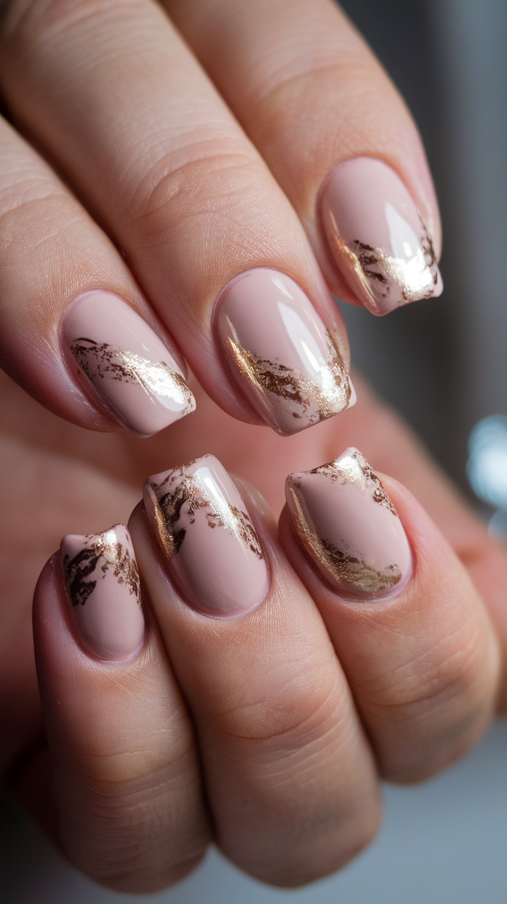 Champagne gold foil accents add a touch of luxury to any manicure. The soft shimmer against a pastel base creates a stunning contrast that feels fresh and fun. Whether you're dressing up for a special occasion or just want to treat yourself, these nails are a perfect choice!