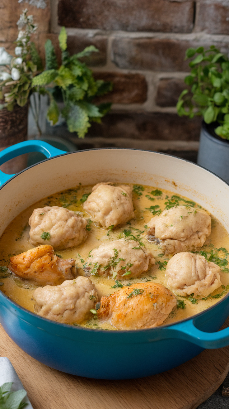 Chicken and dumplings is the perfect comfort food for those cozy nights in. The tender chicken mingles with fluffy dumplings in a rich, savory broth, making every bite a delight. 