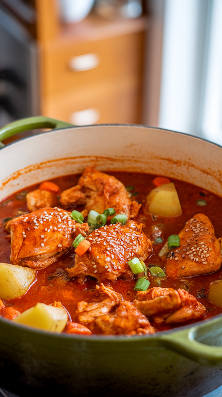 Spicy Korean Chicken Stew, or Dakbokkeumtang, is a warm and comforting dish perfect for any day. With tender chicken, hearty vegetables, and a spicy sauce, it brings a punch of flavor to your table. 