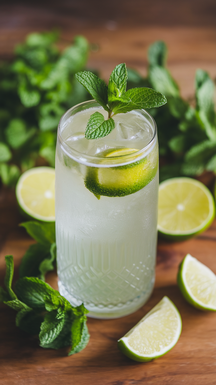 The Minty Lime Spritzer is a refreshing cocktail that's perfect for ringing in the New Year. With its crisp lime flavor and invigorating mint, this drink is light and zesty, making it a delightful choice for celebrations. Plus, it’s super simple to whip up, so you can spend more time enjoying the party and less time mixing drinks.