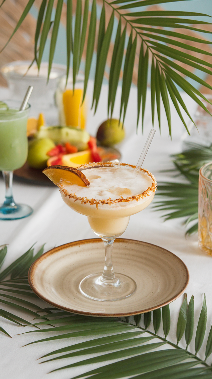 The Coconut Margarita is a tropical twist on a classic favorite. With the smoothness of coconut, the zing of lime, and a hint of sweetness, this cocktail is perfect for celebrating New Year's Eve. It's refreshing and easy to sip, making it a crowd-pleaser at any gathering.