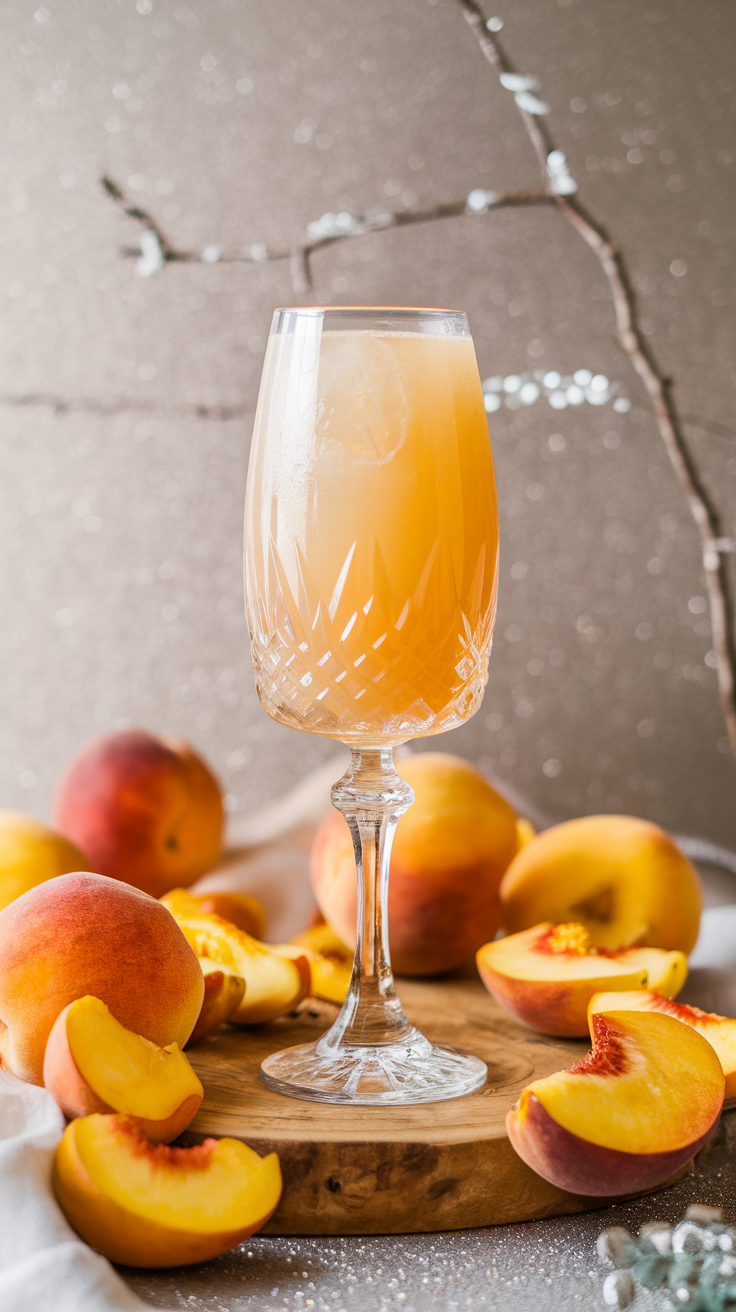 The Peach Bellini is a delightful cocktail that perfectly blends the sweetness of ripe peaches with the effervescence of sparkling wine. Its light and fruity flavor makes it an ideal choice for any celebration, especially on New Year's Eve. With just a few simple ingredients, it's easy to whip up a batch to toast the new year!