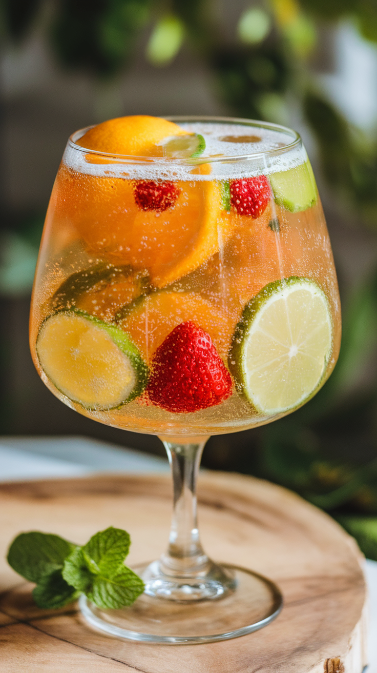 Tropical Champagne Punch is a delightful drink that brings a taste of paradise to any New Year's Eve celebration. Bursting with fruity flavors, this punch combines sparkling champagne with a medley of fresh fruits, creating a refreshing and festive beverage that’s perfect for toasting at midnight.