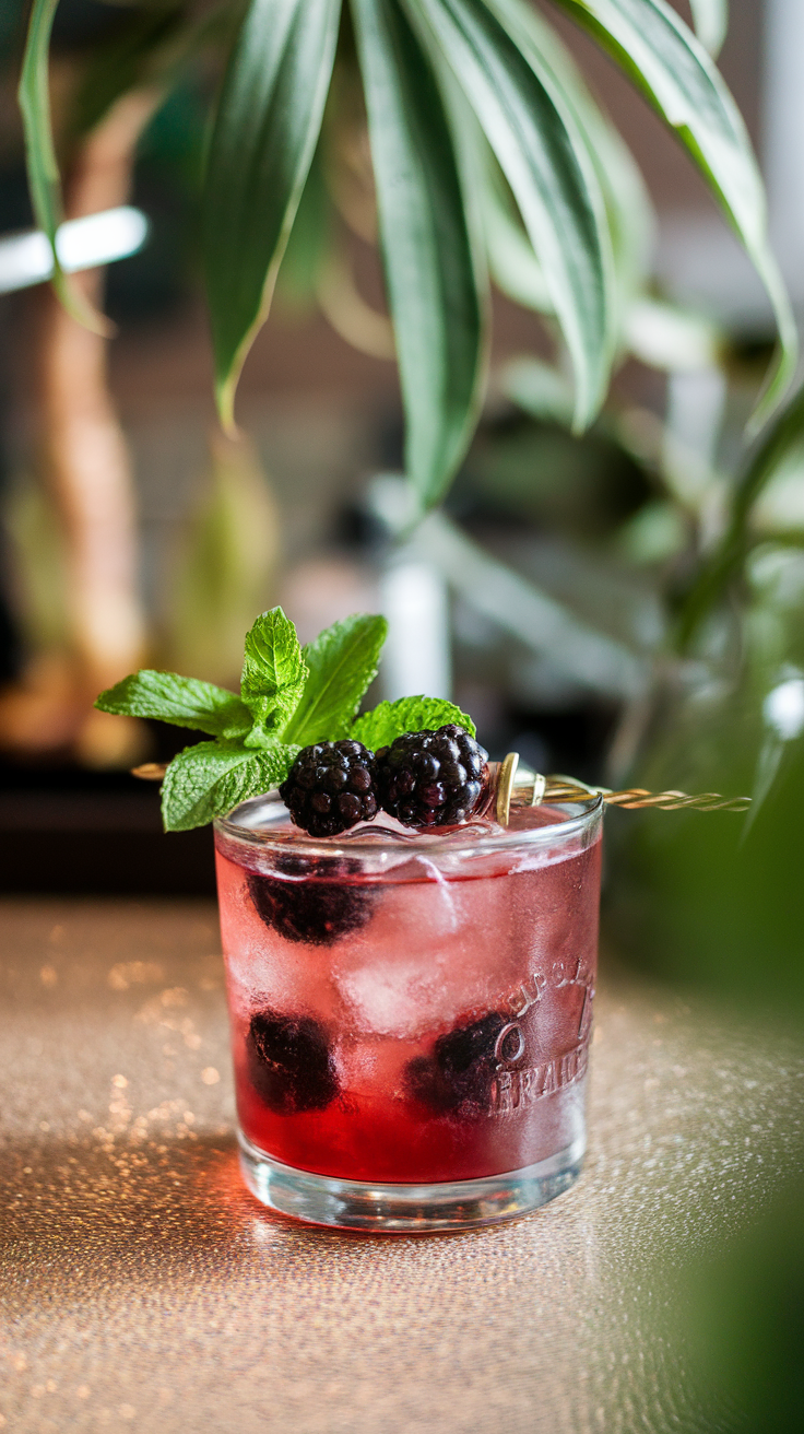 The Blackberry Bramble is a refreshing cocktail that perfectly blends sweet and tart flavors. With fresh blackberries taking center stage, this drink is not only delicious but also easy to whip up for your New Year's Eve celebration.