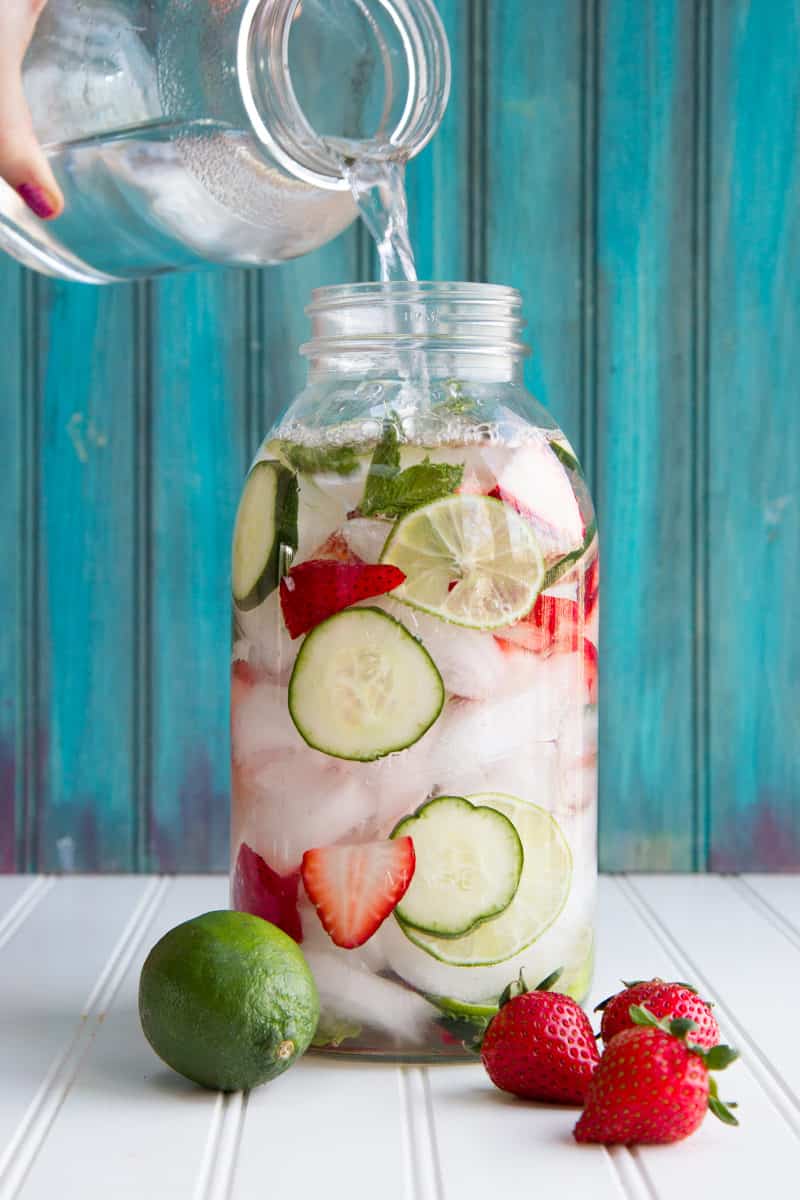 Strawberry, Lime, Cucumber and Mint Infused Water