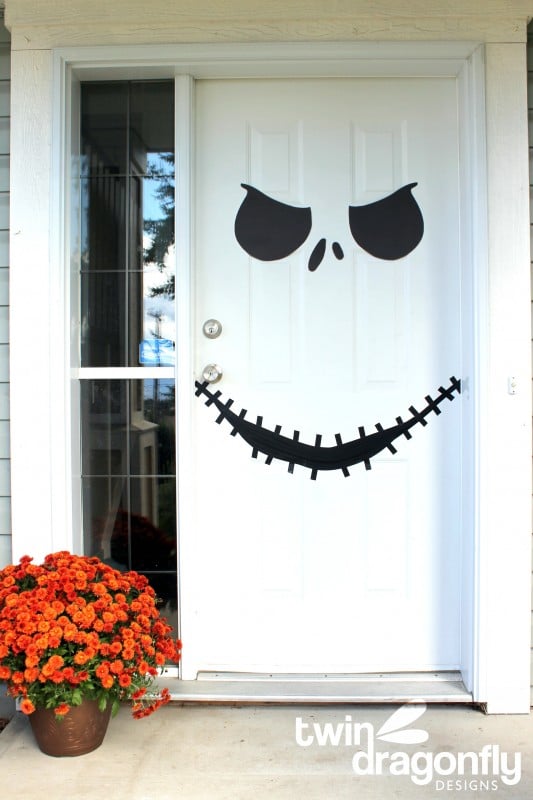 Bring a touch of The Nightmare before Christmas to your front porch with this super easy door makeover